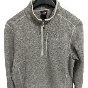 North Face Mens 1/4 Zip Pullover Sweater Sweatshirt Size XL Silver White